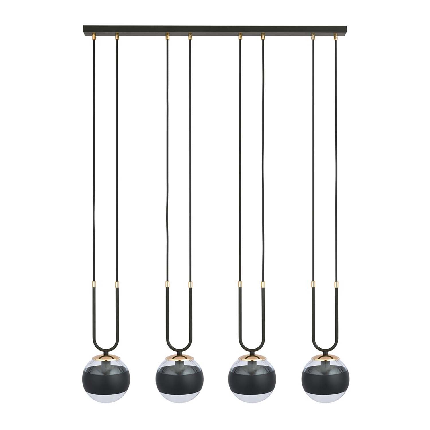 Lampadario Moderno Crio Acciaio Nero 4 Luci E14 Ip20