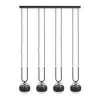 Lampadario Moderno Crio Acciaio Nero 4 Luci E14 Ip20
