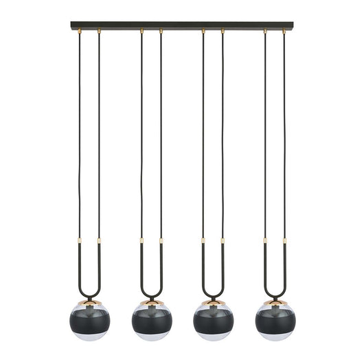 Lampadario Moderno Crio Acciaio Nero 4 Luci E14 Ip20