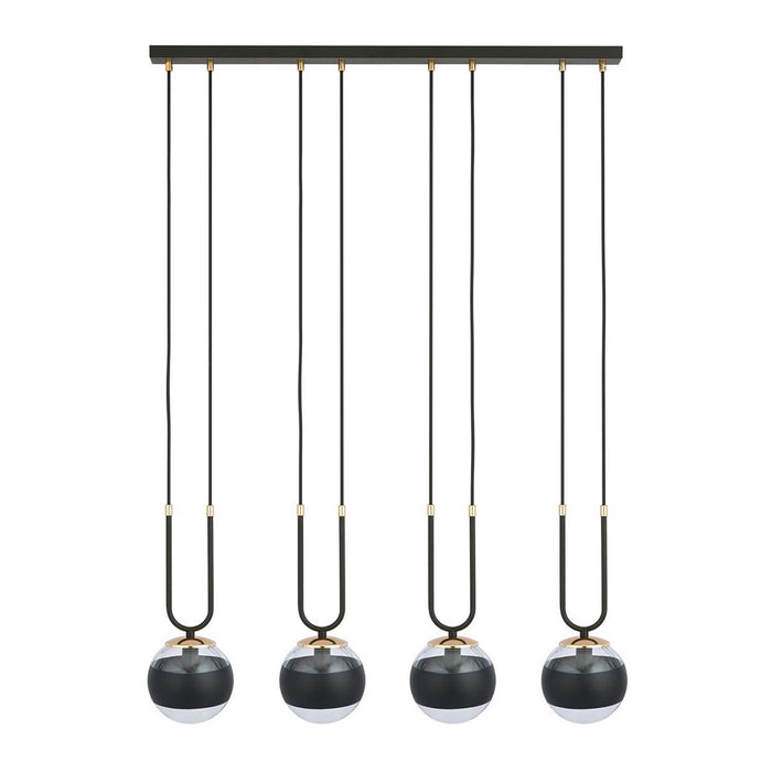 Lampadario Moderno Crio Acciaio Nero 4 Luci E14 Ip20