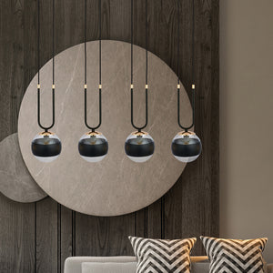 Lampadario Moderno Crio Acciaio Nero 4 Luci E14 Ip20