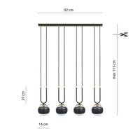 Lampadario Moderno Crio Acciaio Nero 4 Luci E14 Ip20
