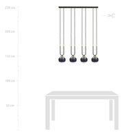 Lampadario Moderno Crio Acciaio Nero 4 Luci E14 Ip20