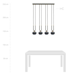 Lampadario Moderno Crio Acciaio Nero 4 Luci E14 Ip20