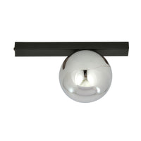Plafoniera Moderna 1 Luce Giapeto Barra In Acciaio Nero E Sfera Di Vetro Fumè