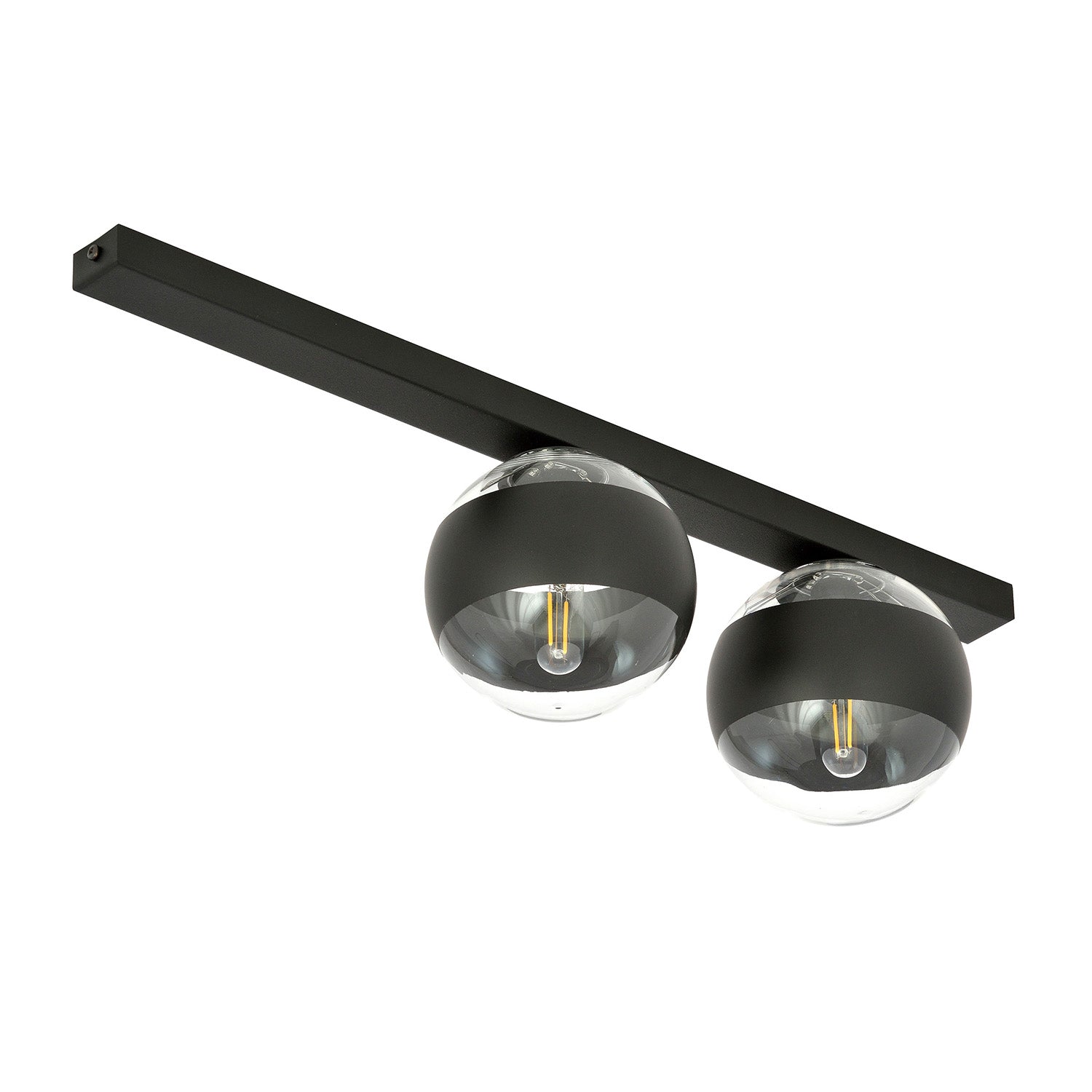 Plafoniera Moderna Giapeto Acciaio Nero 2 Luci E14 Ip20