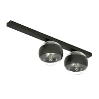 Plafoniera Moderna Giapeto Acciaio Nero 2 Luci E14 Ip20