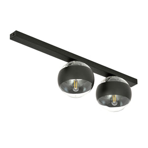Plafoniera Moderna Giapeto Acciaio Nero 2 Luci E14 Ip20