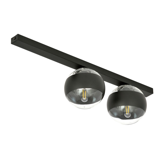 Plafoniera Moderna Giapeto Acciaio Nero 2 Luci E14 Ip20