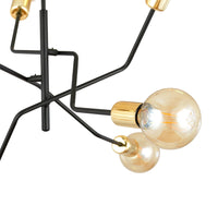 Sospensione Industrial 6 Luci Temi In Acciaio Nero E Oro Bracci Regolabili