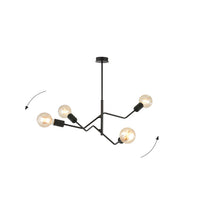 Sospensione Industrial 4 Luci Febe In Acciaio Nero E Bracci Regolabili