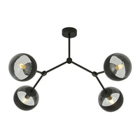 Plafoniera Minimal Iperione Acciaio Nero 4 Luci E14 Ip20