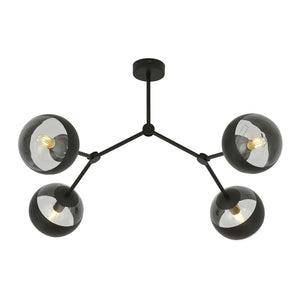 Plafoniera Minimal Iperione Acciaio Nero 4 Luci E14 Ip20