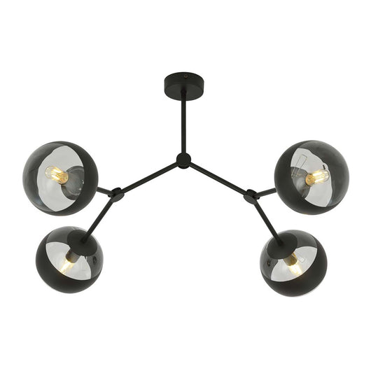 Plafoniera Minimal Iperione Acciaio Nero 4 Luci E14 Ip20