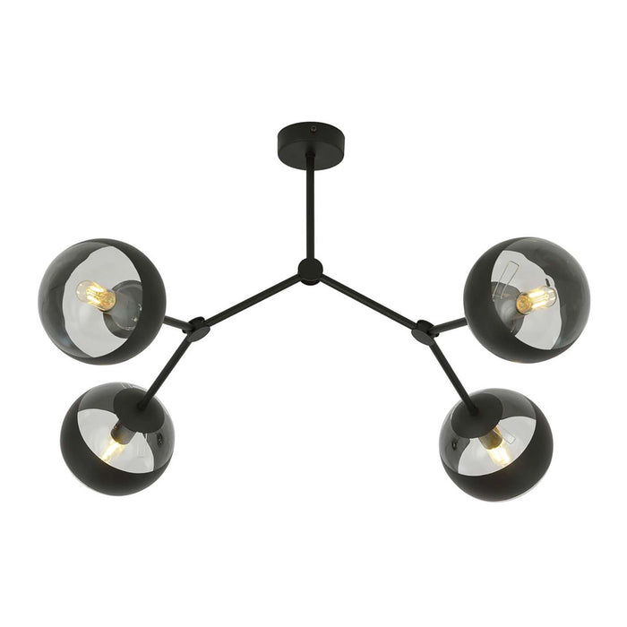 Plafoniera Minimal Iperione Acciaio Nero 4 Luci E14 Ip20