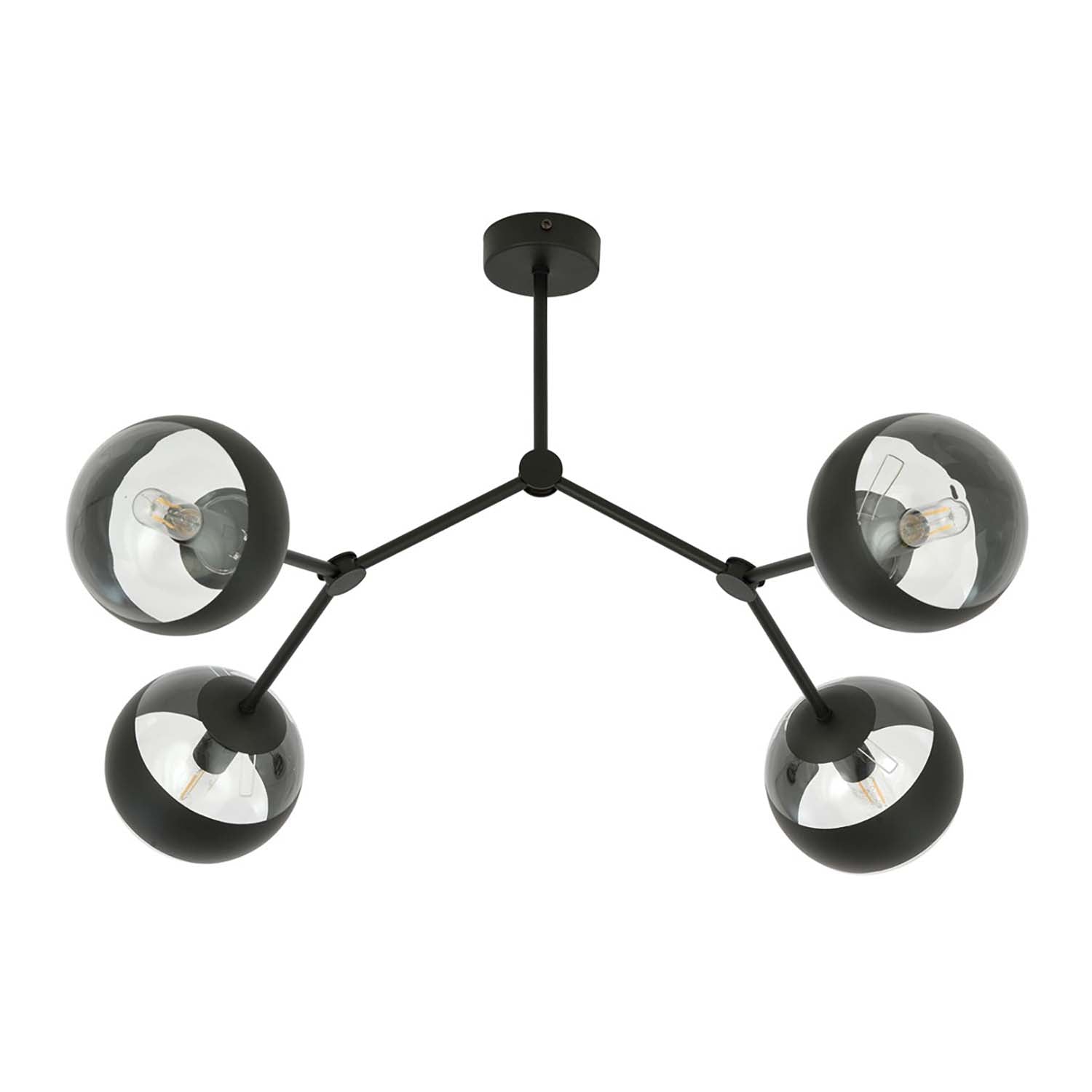 Plafoniera Minimal Iperione Acciaio Nero 4 Luci E14 Ip20