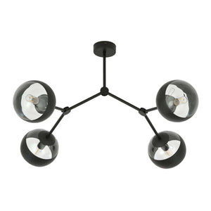 Plafoniera Minimal Iperione Acciaio Nero 4 Luci E14 Ip20