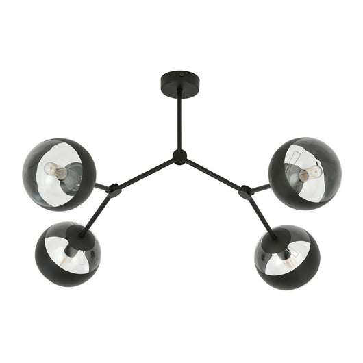 Plafoniera Minimal Iperione Acciaio Nero 4 Luci E14 Ip20