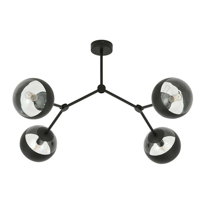 Plafoniera Minimal Iperione Acciaio Nero 4 Luci E14 Ip20