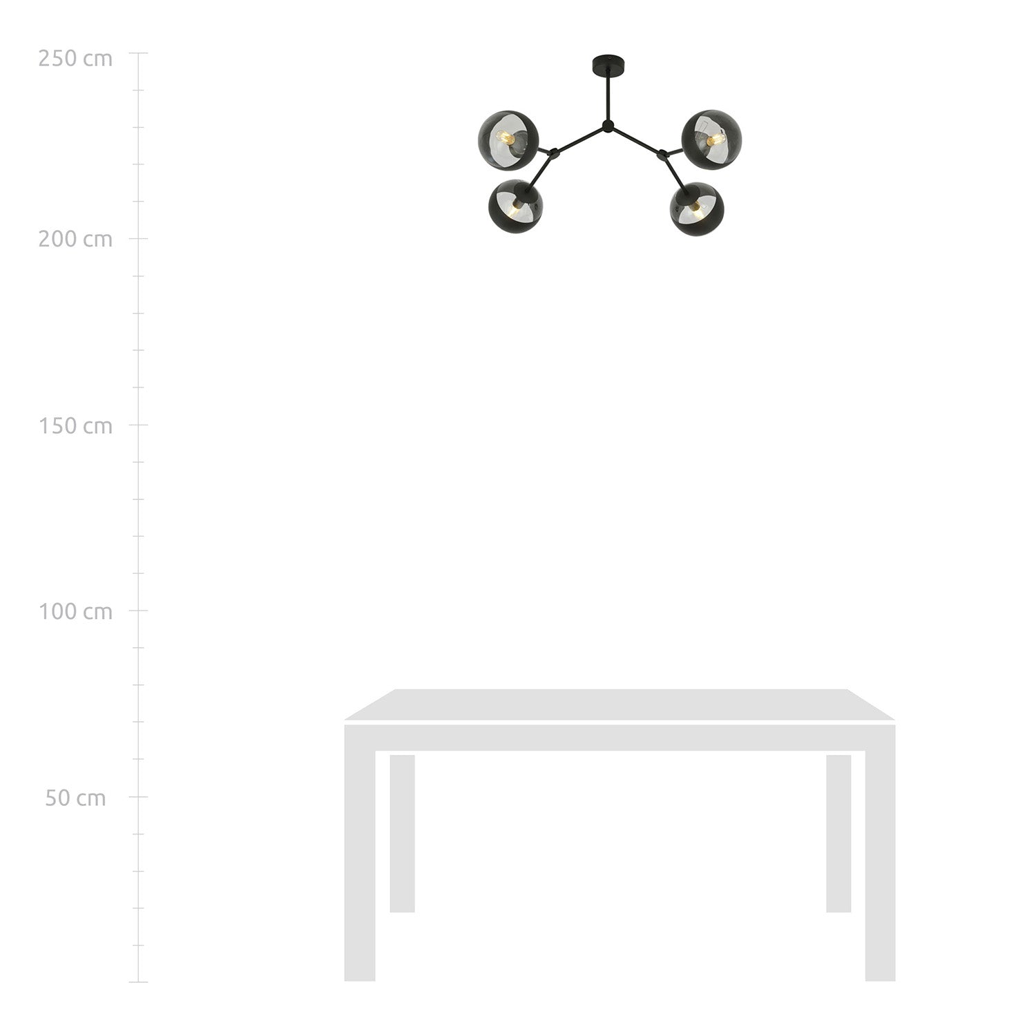 Plafoniera Minimal Iperione Acciaio Nero 4 Luci E14 Ip20