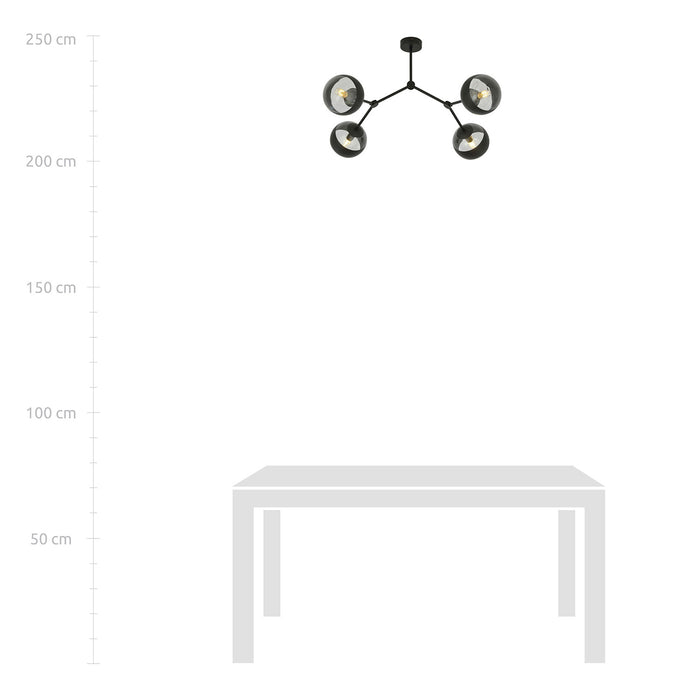 Plafoniera Minimal Iperione Acciaio Nero 4 Luci E14 Ip20