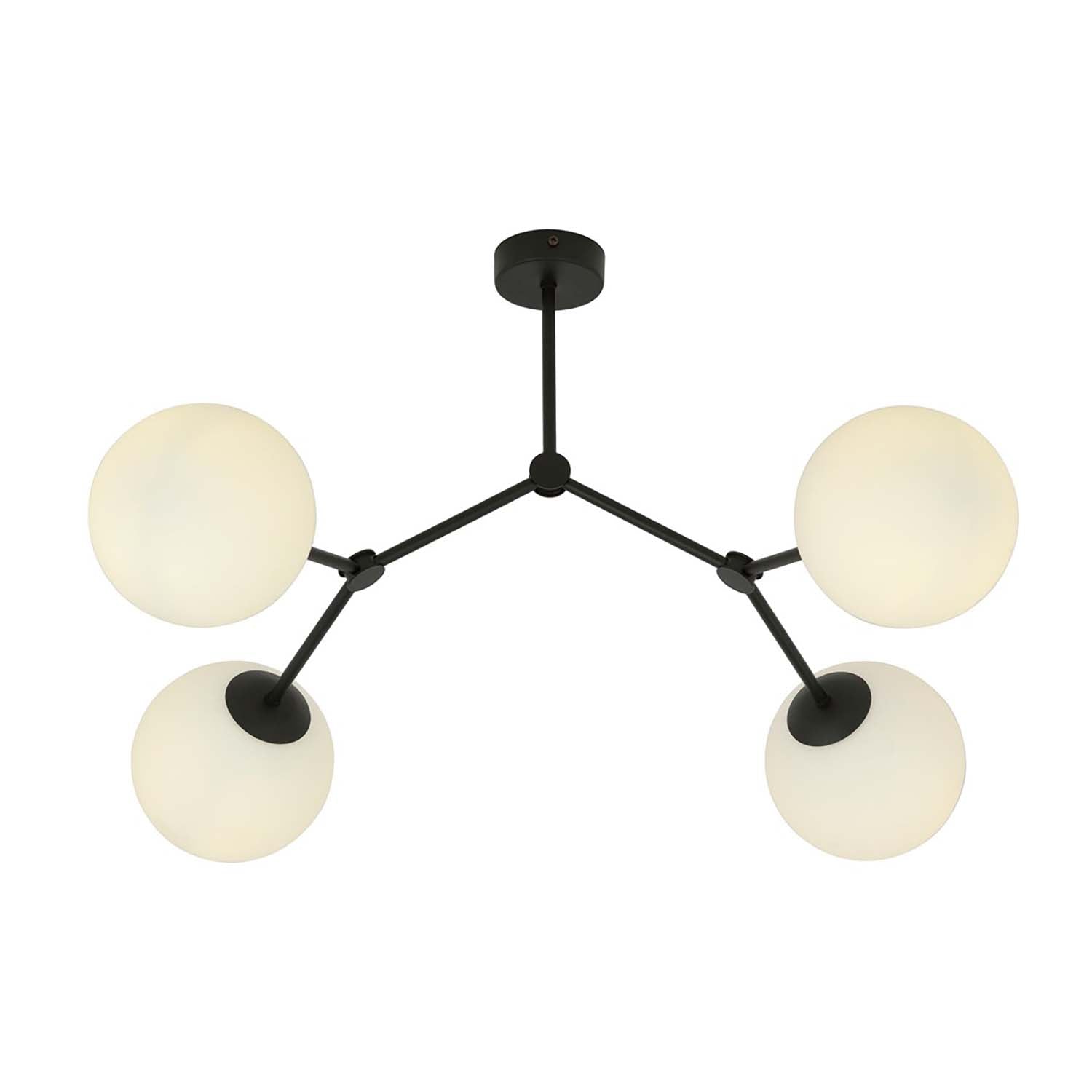Plafoniera Minimal Iperione Acciaio Nero Bianco 4 Luci E14 Ip20