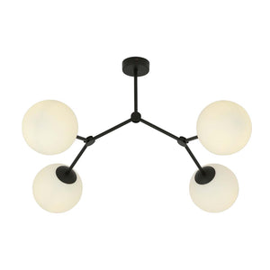 Plafoniera Minimal Iperione Acciaio Nero Bianco 4 Luci E14 Ip20