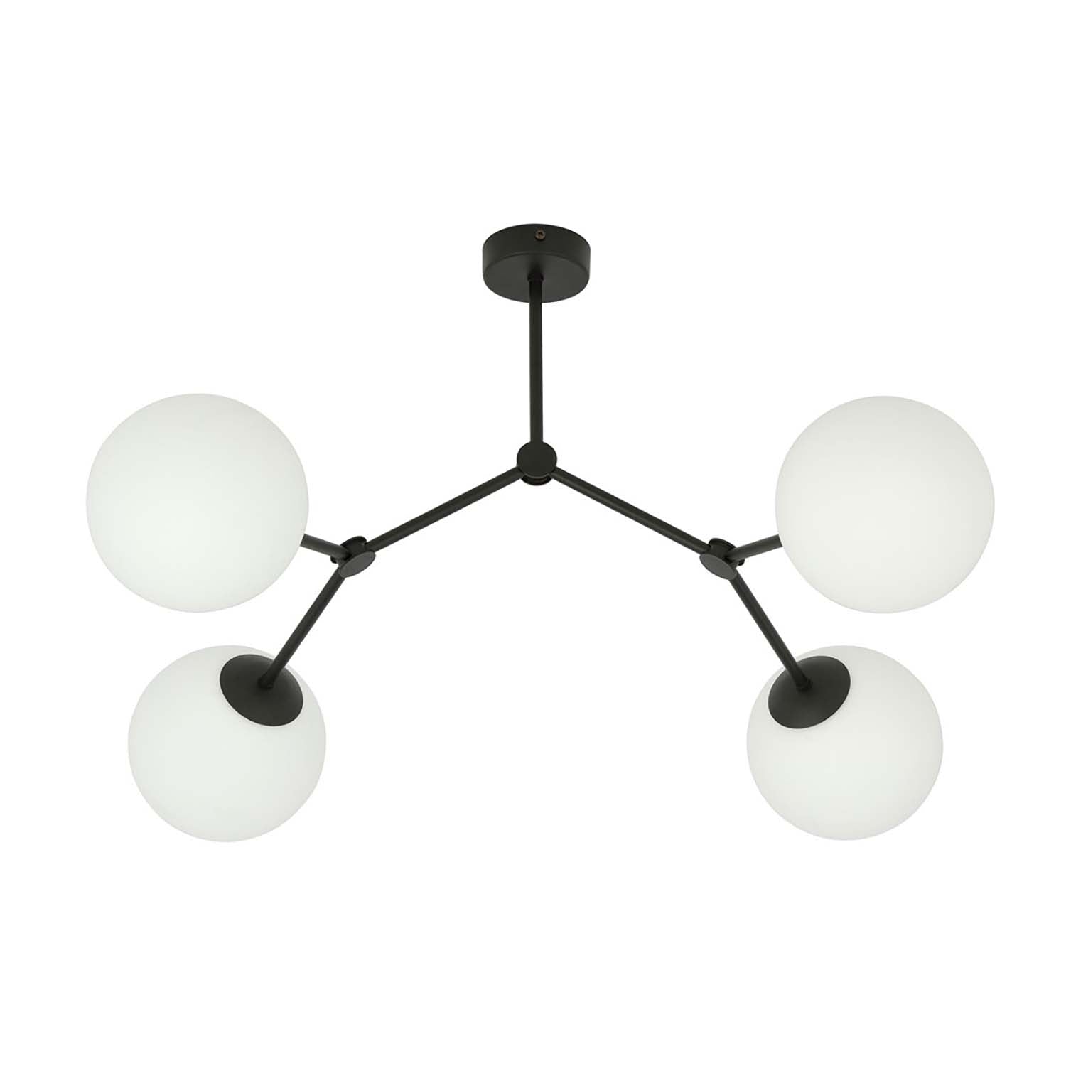 Plafoniera Minimal Iperione Acciaio Nero Bianco 4 Luci E14 Ip20