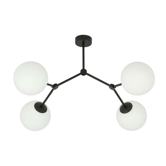 Plafoniera Minimal Iperione Acciaio Nero Bianco 4 Luci E14 Ip20
