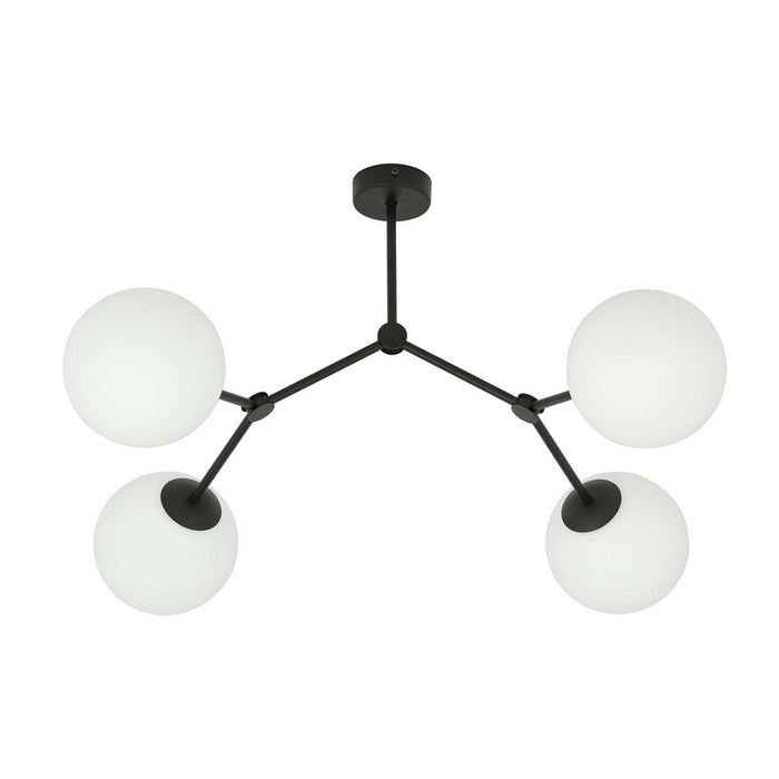 Plafoniera Minimal Iperione Acciaio Nero Bianco 4 Luci E14 Ip20