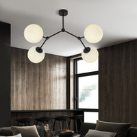 Plafoniera Minimal Iperione Acciaio Nero Bianco 4 Luci E14 Ip20