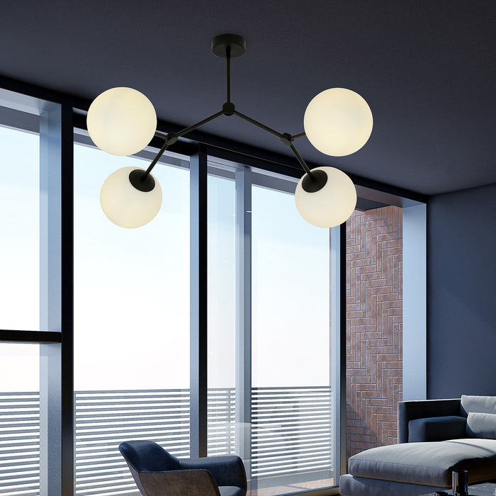 Plafoniera Minimal Iperione Acciaio Nero Bianco 4 Luci E14 Ip20