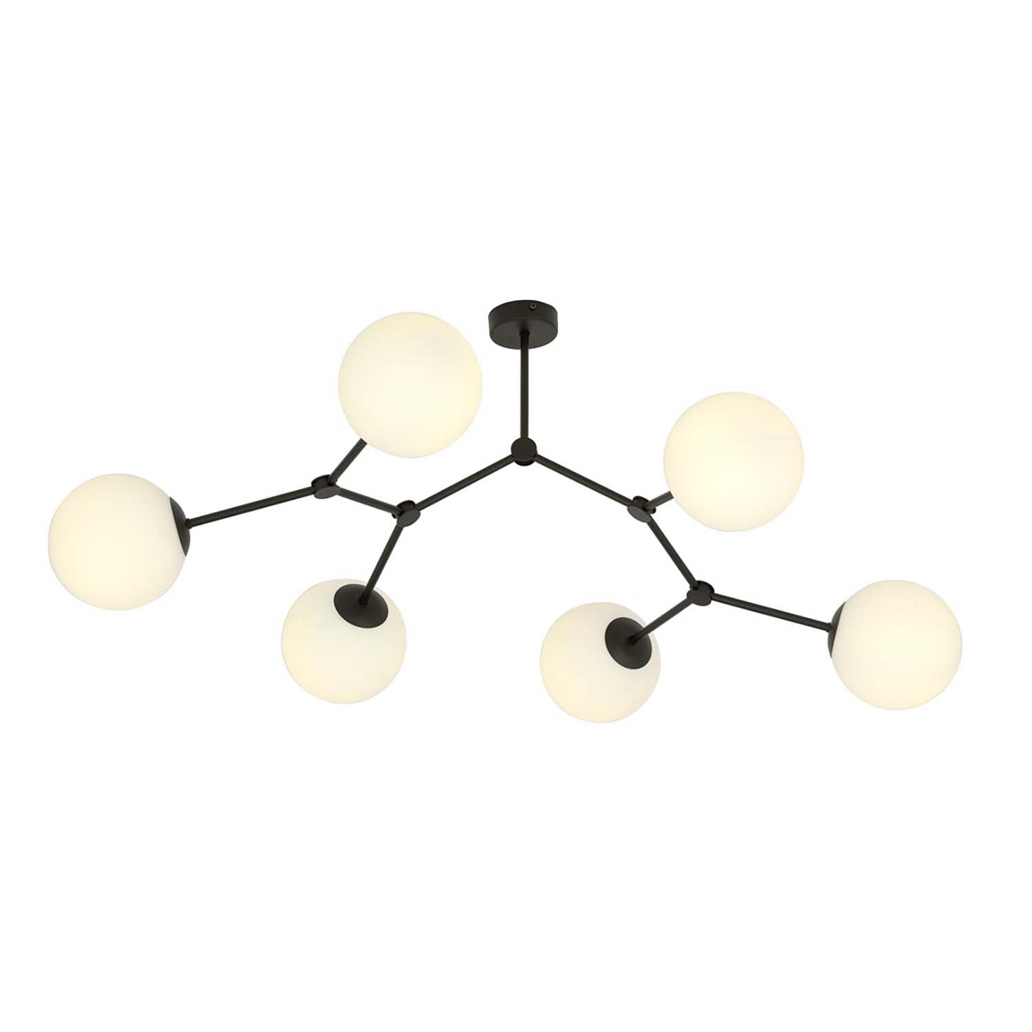 Plafoniera Minimal Iperione Acciaio Nero Bianco 6 Luci E14 Ip20