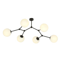 Plafoniera Minimal Iperione Acciaio Nero Bianco 6 Luci E14 Ip20