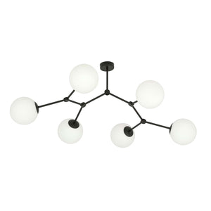 Plafoniera Minimal Iperione Acciaio Nero Bianco 6 Luci E14 Ip20