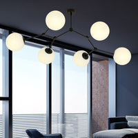 Plafoniera Minimal Iperione Acciaio Nero Bianco 6 Luci E14 Ip20