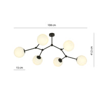 Plafoniera Minimal Iperione Acciaio Nero Bianco 6 Luci E14 Ip20