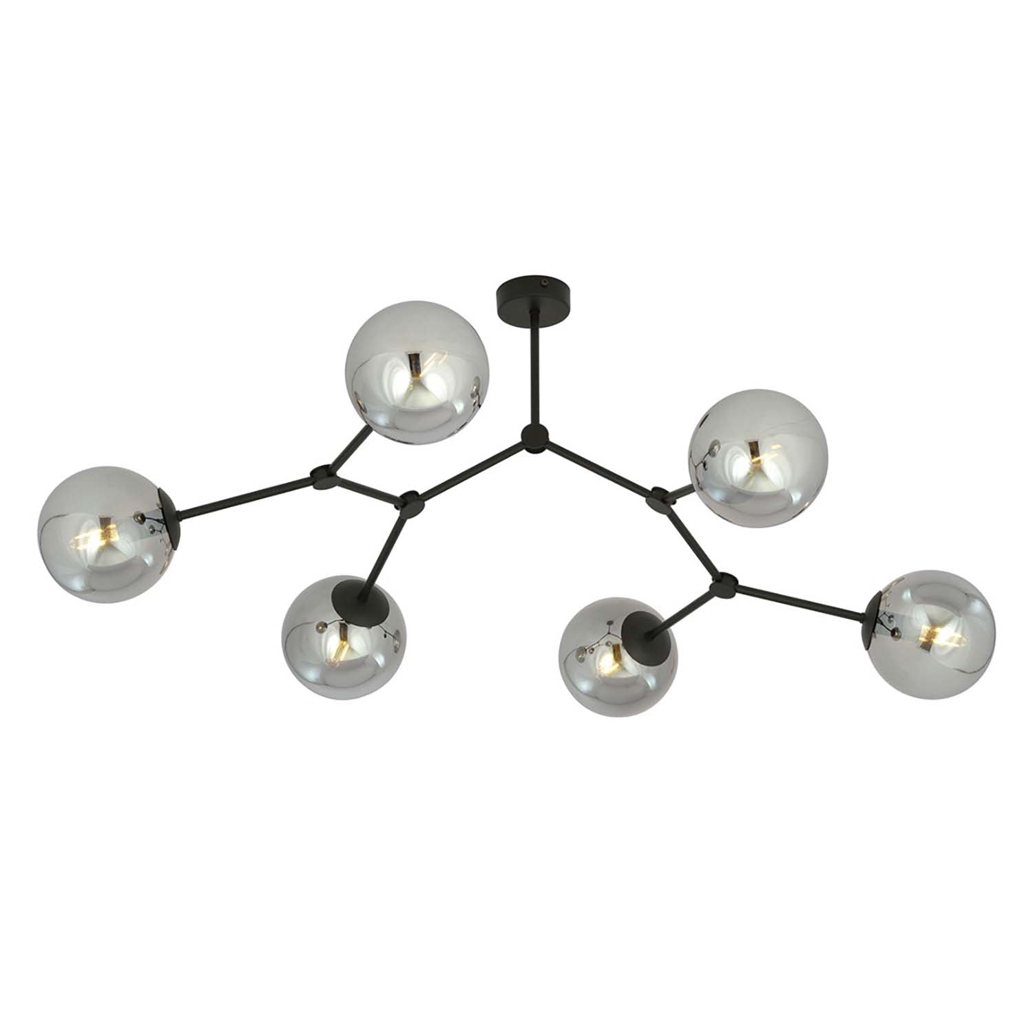 Plafoniera Minimal Iperione Acciaio Nero Grigio 6 Luci E14 Ip20