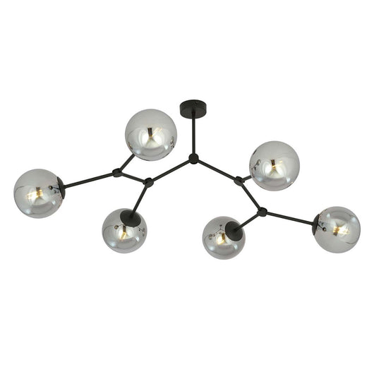 Plafoniera Minimal Iperione Acciaio Nero Grigio 6 Luci E14 Ip20
