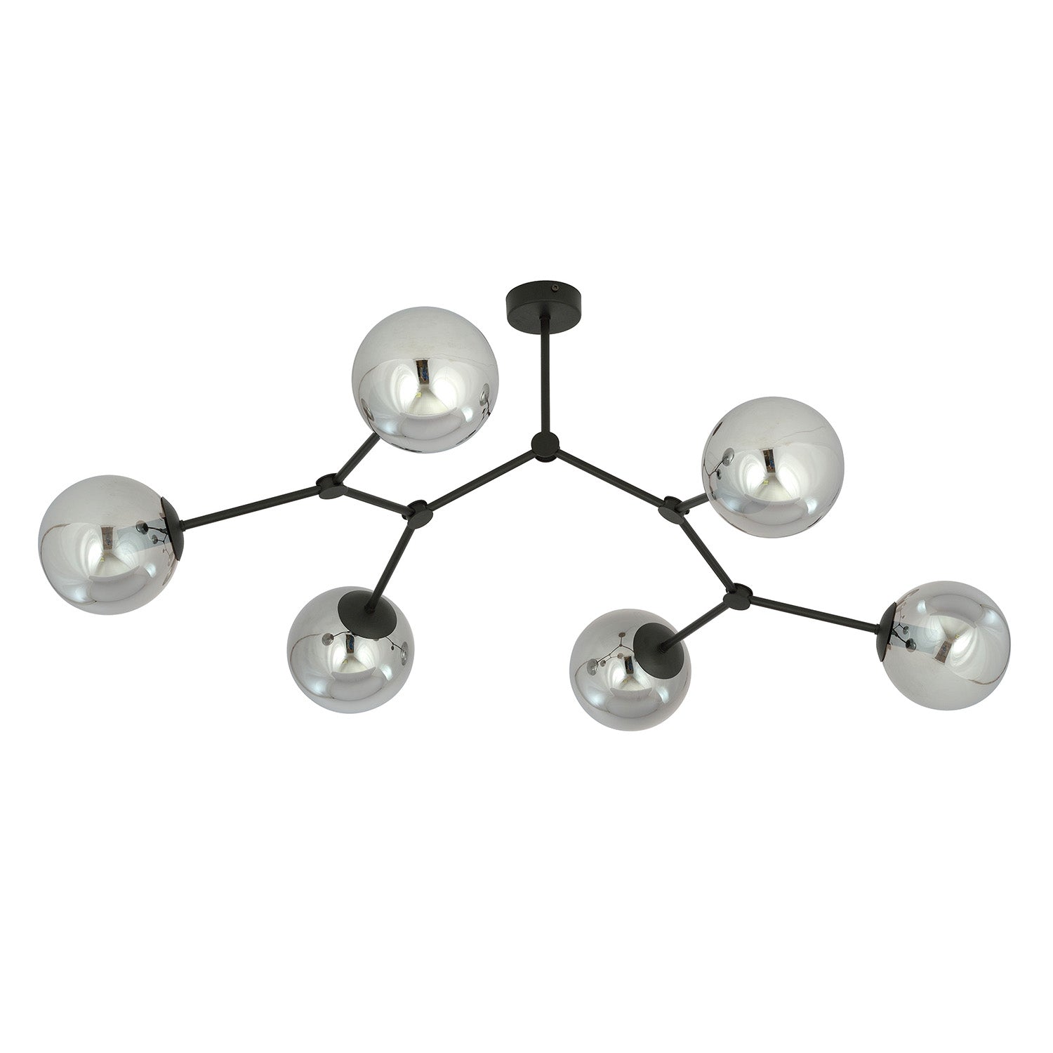 Plafoniera Minimal Iperione Acciaio Nero Grigio 6 Luci E14 Ip20