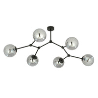 Plafoniera Minimal Iperione Acciaio Nero Grigio 6 Luci E14 Ip20