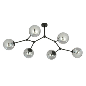 Plafoniera Minimal Iperione Acciaio Nero Grigio 6 Luci E14 Ip20