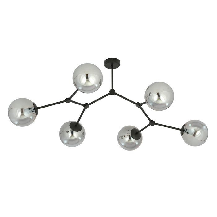 Plafoniera Minimal Iperione Acciaio Nero Grigio 6 Luci E14 Ip20
