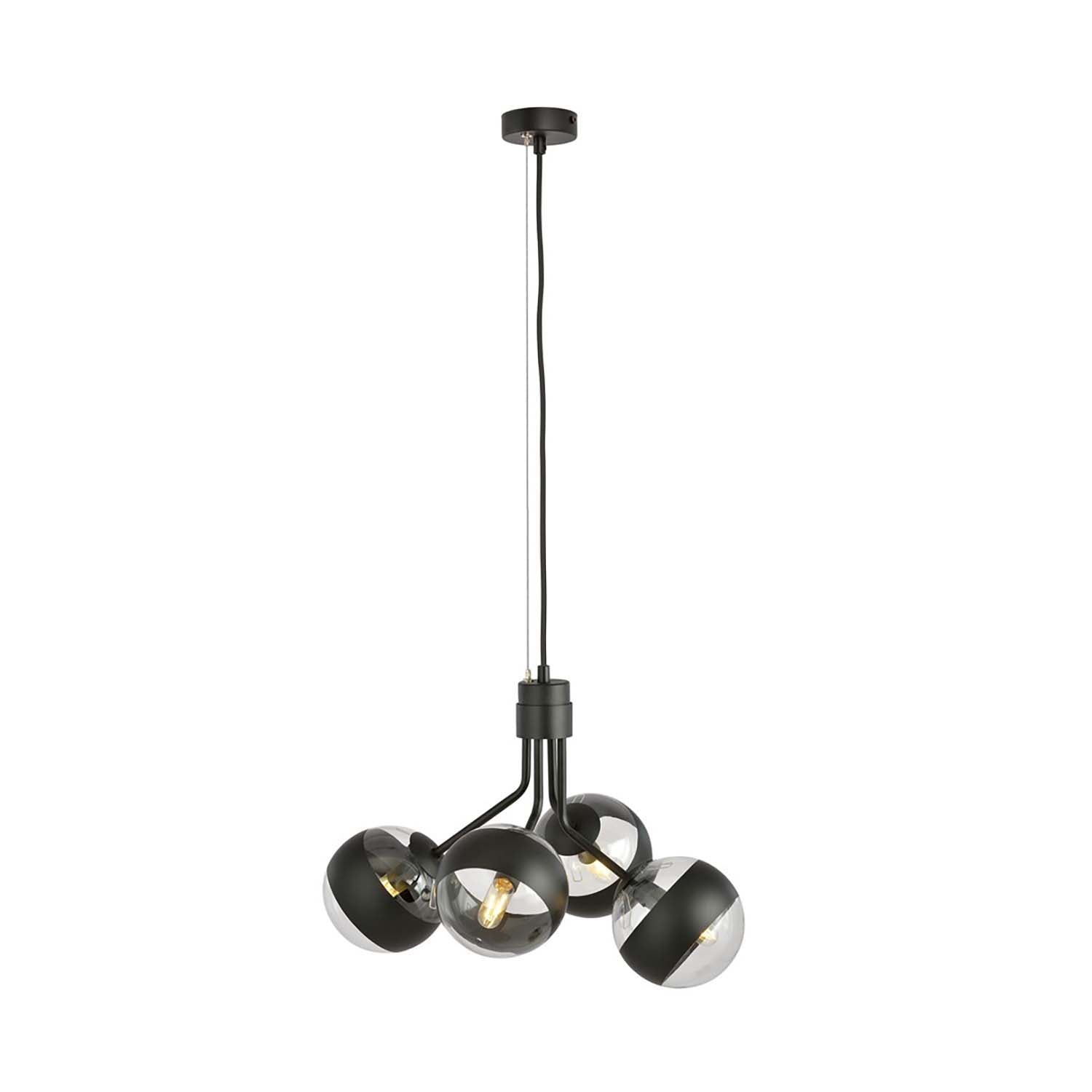Lampadario Contemporaneo Orione Acciaio Nero 4 Luci E14 Ip20