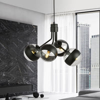 Lampadario Contemporaneo Orione Acciaio Nero 4 Luci E14 Ip20