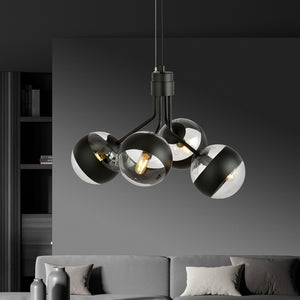 Lampadario Contemporaneo Orione Acciaio Nero 4 Luci E14 Ip20