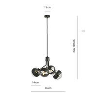 Lampadario Contemporaneo Orione Acciaio Nero 4 Luci E14 Ip20