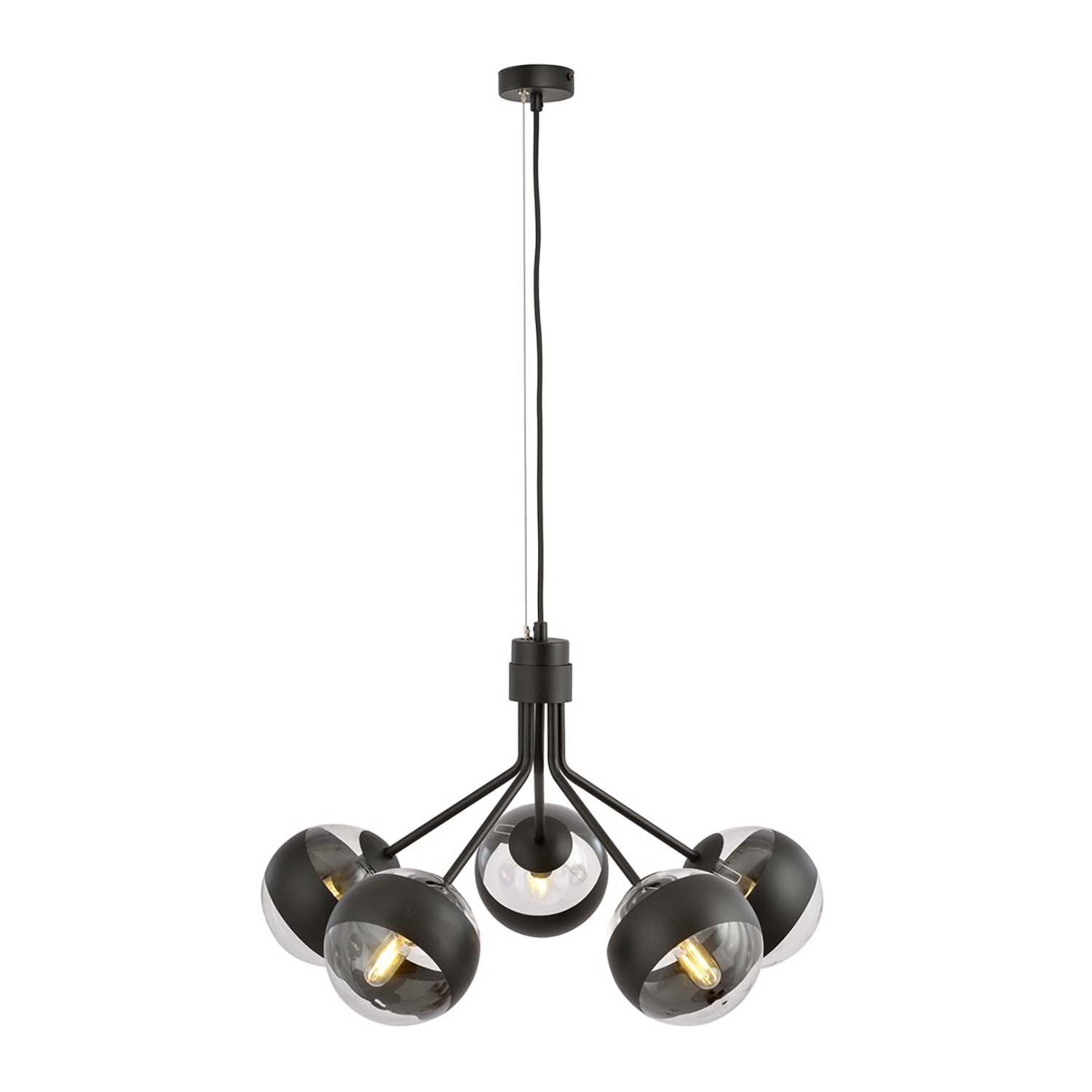 Lampadario Contemporaneo Orione Acciaio Nero 5 Luci E14 Ip20