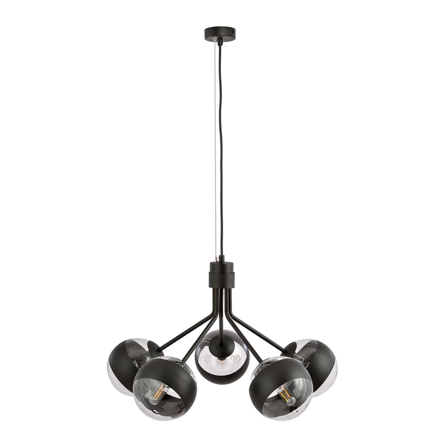 Lampadario Contemporaneo Orione Acciaio Nero 5 Luci E14 Ip20