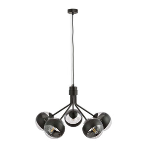 Lampadario Contemporaneo Orione Acciaio Nero 5 Luci E14 Ip20